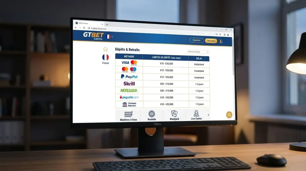 Espejo de trabajo GTbet France, límites y métodos de pago para Francia